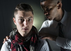 Adam Odsess-Rubin and Taj Campbell in NCTC's production of SHAKESPEARE'S R&J. Photo by Lois Tema.