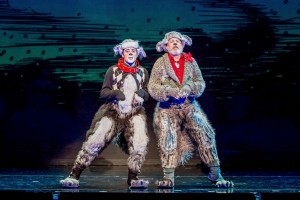 Aleksa Kurbalija as Young Max and Ken Land as Old Max in "Dr. Seuss' How The Grinch Stole Christmas! The Musical," running Nov. 20-29 at The Chicago Theatre. Photo by Bruce Oglesby-Bluemoon Studios