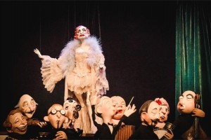 Jolie-Jolie and the band from puppet master Ronnie Burkett's production of The Daisy Theatre
