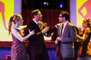 Leah Shesky, Steven Shear, and Jeffrey Brian Adams in San Francisco Playhouse's production of PROMISES, PROMISES. Photo by Jessica Palopoli.