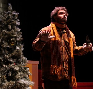 Nick Curatolo performs as a persuasive Christmas tree salesman in IT’S A WONDERFUL SANTALAND MIRACLE, NUTCRACKING CHRISTMAS STORY… JEWS WELCOME! at Stage 773. Photo by Stephanie Vera Photography.