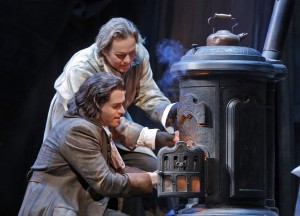 San Francisco Opera's La Boheme starring Michael Fabiano (Rodolfo) and Alexey Markov (Marcello). Photo by Cory Weaver.