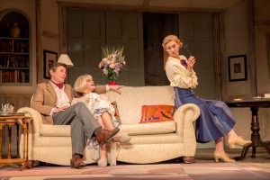 Charles Edwards, Jemima Rooper, and Charlotte Parry in the North American tour of Noël Coward’s “Blithe Spirit.”