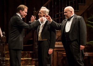 (L to R) Michael Canavan (William Marshall), Larry Yando (Ben Hubbard) and Steve Pickering (Oscar Hubbard) in The Little Foxes by Lillian Hellman, directed by Henry Wishcamper at Goodman Theatre (May 2 – June 7, 2015).