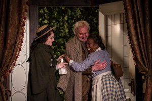 (L to R) Rae Gray (Alexandra “Zan” Giddens), John Judd (Horace Giddens) and Cherene Snow (Addie) in The Little Foxes by Lillian Hellman, directed by Henry Wishcamper at Goodman Theatre (May 2 – June 7, 2015).