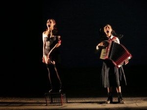 Maria Bosque and Daniela Mandoki sing. Photo by Jonathan Slaff.