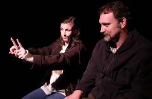 Katie Pelensky, Tim Cummings in Coeurage Theatre Company's production of THE WOODSMAN.
