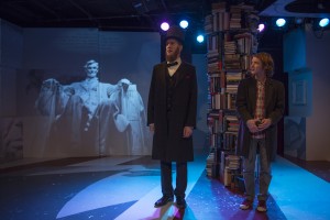Nathan Hosner and Matt Farabee in About Face Theatre’s Chicago premiere of ABRAHAM LINCOLN WAS A F*GG*T by Bixby Elliot, directed by Andrew Volkoff.  Photo by Michael Brosilow.