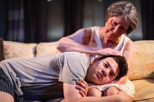Rudy Galvan and Barbara Roeder Harris in Mary-Arrchie Theatre Co.’s production of THE DECEMBER MAN (L’homme de Décembre) by Colleen Murphy, directed by Patrick New. Photo by Emily Schwartz.