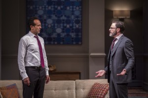 Bernard White (Amir) and J. Anthony Crane (Isaac) in Disgraced by Ayad Akhtar, directed by Kimberly Senior at Goodman Theatre