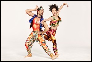 Matthew Dibble and Rika Okamoto in Yowzie costumes