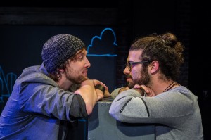 Andrew Huber and Leeav Sofer in Man Covets Bird at 24th Street Theatre. Photo by Cooper Bates.