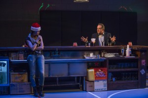 Rae Gray (Bartender) and Tom Irwin (Bill) in Steppenwolf Theatre Company’s production of Domesticated, written and directed by Bruce Norris.