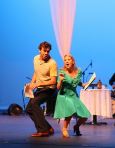 Zachary Ford and Ashley Fox Linton in Musical Theatre Guild's DO I HEAR A WALTZ. Photo by Janice Young.