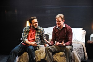 Stef Tovar and Raymond Fox in Route 66 Theatre Company’s Midwest premiere of NO WAKE by William Donnelly, directed by Kimberly Senior. Photo by Brandon Dahlquist.