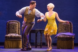 Bradley Allan Zarr (Warner Purcell) and Jemma Jane (Olive Neal) in the North American tour of BULLETS OVER BROADWAY. Photo by Matthew Murphy.