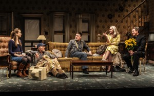 Taissa Farmiga, Ed Harris, Rich Sommer, Amy Madigan, Larry Pine in Sam Shepard’s “Buried Child,” directed by Scott Elliott, Off-Broadway at The New Group. Photo credit: Monique Carboni.