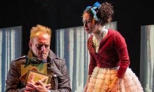 Mark L. Montgomery (Hans) and Alejandra Escalante (Lotte) in “Part V: The Part About Archimboldi” of 2666 based on the novel by Robert Bolaño, adapted and directed by Robert Falls and Seth Bockley at Goodman Theatre (February 6 – March 13, 2016).