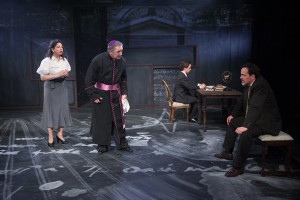 Susaan Jamshidi, Henry Bolzon, Caleb Probst and Stephen Spencer in THE LIFE OF GALILEO.