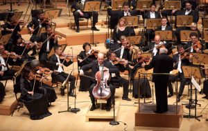 Truls Mørk performs Elgar’s Cello Concerto with the LA Phil, under Leonard Slatkin. (Photo by Dario Griffin-USC)