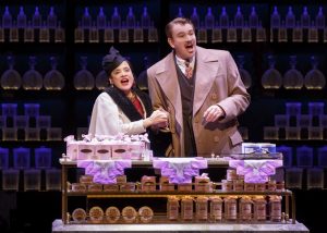 Patti LuPone (Helena Rubinstein) and Douglas Sills (Harry Fleming) in War Paint, a world premiere musical by Doug Wright, Scott Frankel and Michael Korie. Photo by Joan Marcus