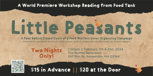 Post image for Theater Review: LITTLE PEASANTS (Food Tank at The Burren Backroom in Somerville, MA)