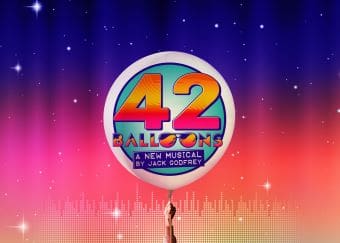 Colorful balloon with '42 Balloons' logo against a starry purple sky.