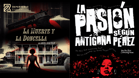 Poster featuring dark, dramatic imagery and bold Spanish text.