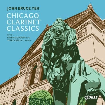 Album cover with a lion statue and classical architecture for Chicago Clarinet Classics.