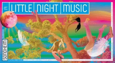 Colorful psychedelic poster promoting live night music with vibrant abstract shapes.