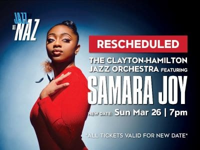 Rescheduled jazz concert featuring Samara Joy.