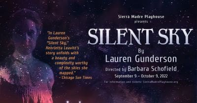 Poster for the play 'Silent' by Lauren Gunderson at Sierra Madre Playhouse.
