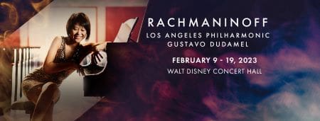Concert poster for Rachmaninoff with Los Angeles Philharmonic at Walt Disney Concert Hall.