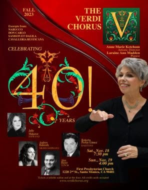 Celebrating 40 years of chorus with conductor and past members.