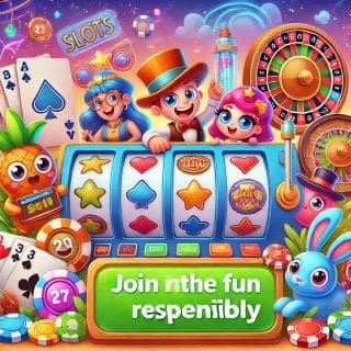 Colorful slot machine game with playful characters and vibrant symbols.