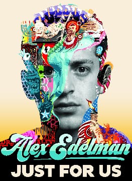 A colorful abstract portrait of a man's face with artistic patterns.