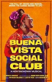 A vibrant poster of Buena Vista Social Club with a singer in traditional attire.