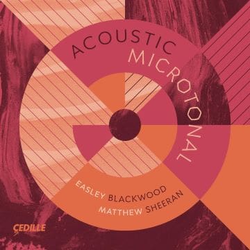 Cover art for "Acoustic Microtonal" by Harry Buckwood featuring a geometric design.