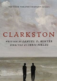 Two people silhouetted against a cloudy sky with the title 'Clarkston'.