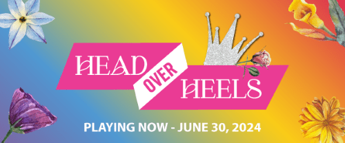 Bright promotional banner for "Head Over Heels" playing until June 30, 2023.