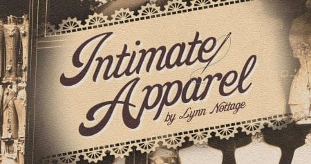 Vintage sign reading 'Intimate Apparel' with lace detail.
