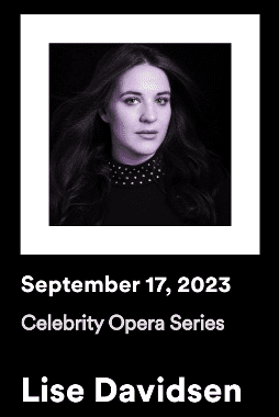Portrait of a woman with text about a Celebrity Opera Series event on September 17, 2023.