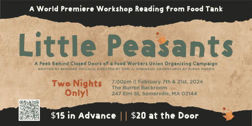 Poster for a reading event by Little Peasants food workers union.