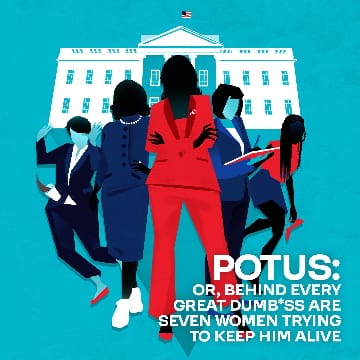 Silhouetted women stand united in front of the White House, highlighting women's leadership in the White House.