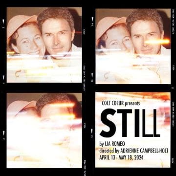 Four-panel photo booth strip featuring a couple smiling and posing closely together.
