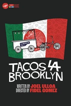 Logo for Tacos La Brooklyn featuring a taco truck and Mexican flag colors.