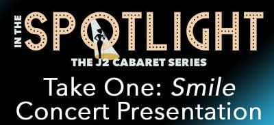 Logo for J2 Cabaret Series presents Smoky with a silhouette of a performer.