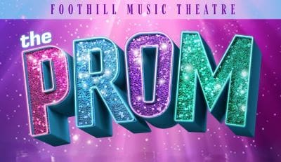 Colorful, glittery "PROM" text on a vibrant purple background.