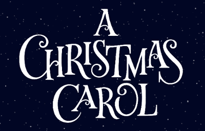 Elegant white text reads 'A Christmas Carol' on a dark blue background.