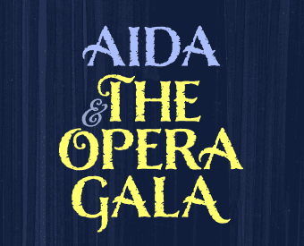 Logo for Aida & The Opera Gala event in blue and yellow.